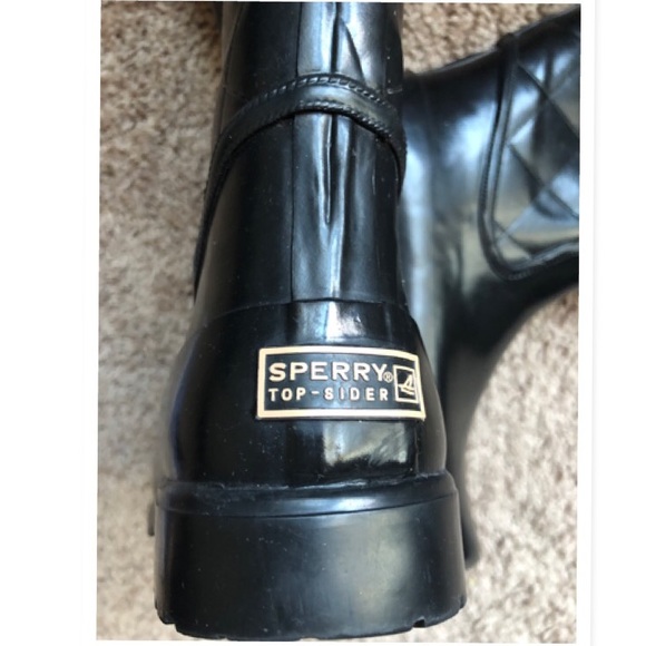 SPERRY TOP-SIDED BLACK RAIN TALL BOOTS LIKE NEW! 9 - Picture 4 of 7